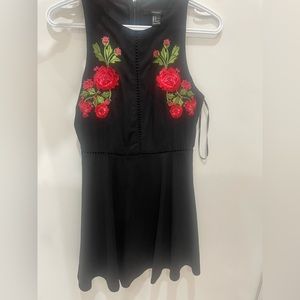 Floral Cutout Black Dress